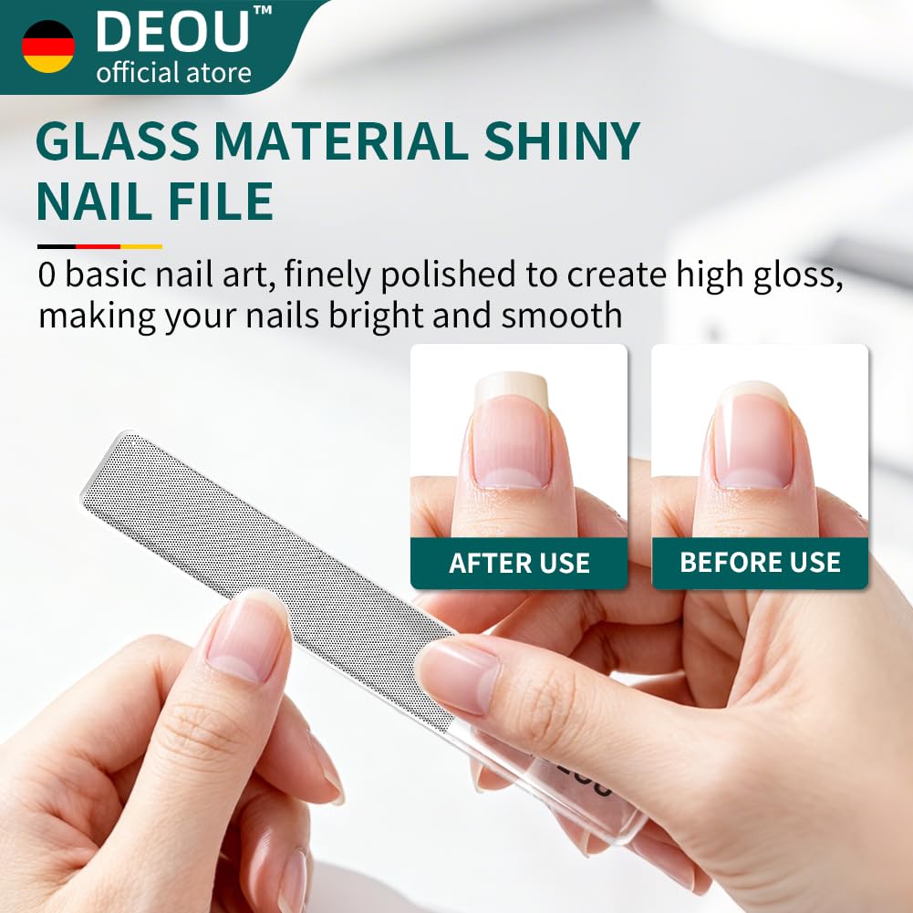 DEOU 3-in-1 Stainless Steel Nail Clipper Set with File and Buffer