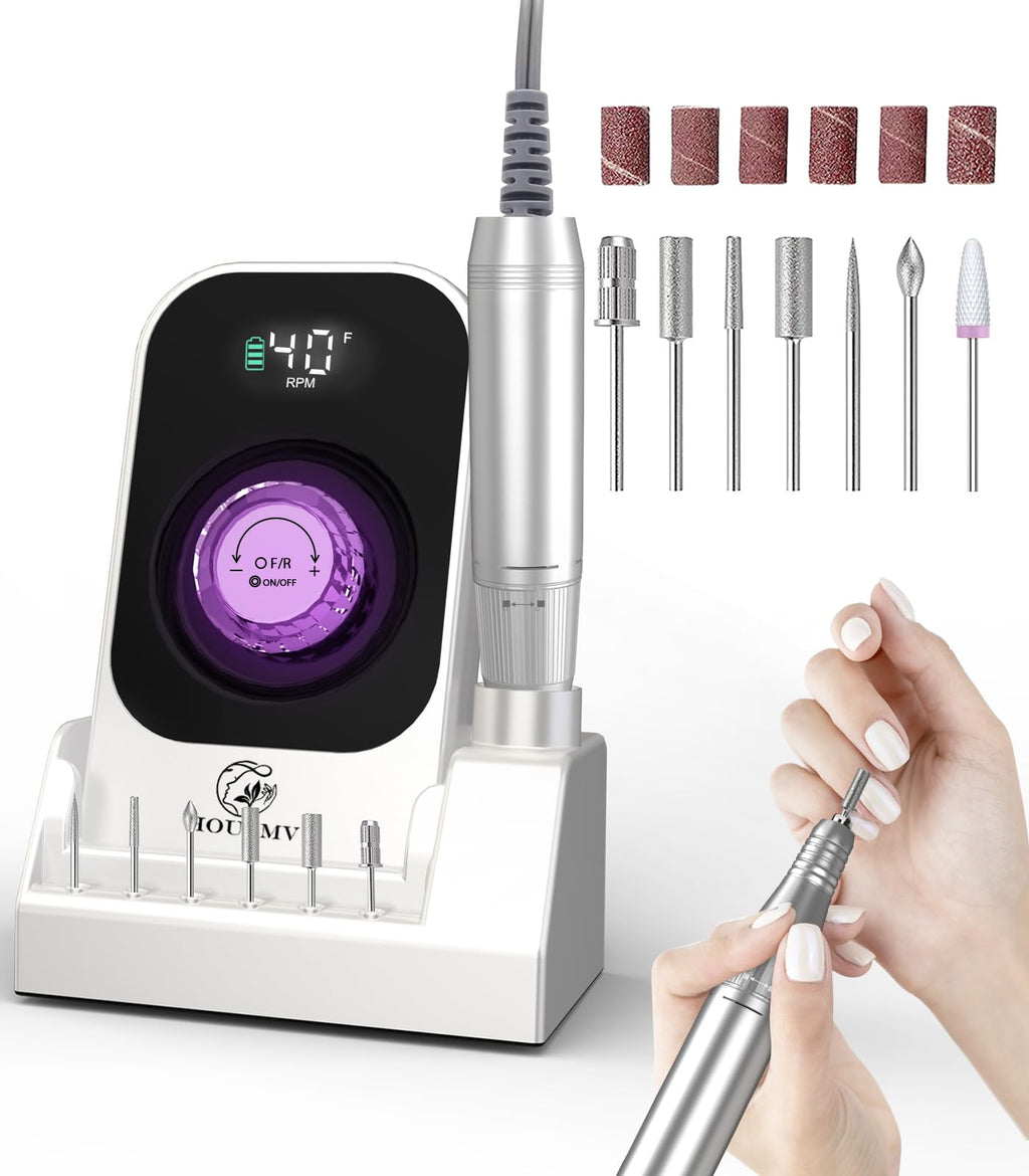 Portable Rechargeable Nail Drill Machine, 40,000 RPM Electric E-File Kit