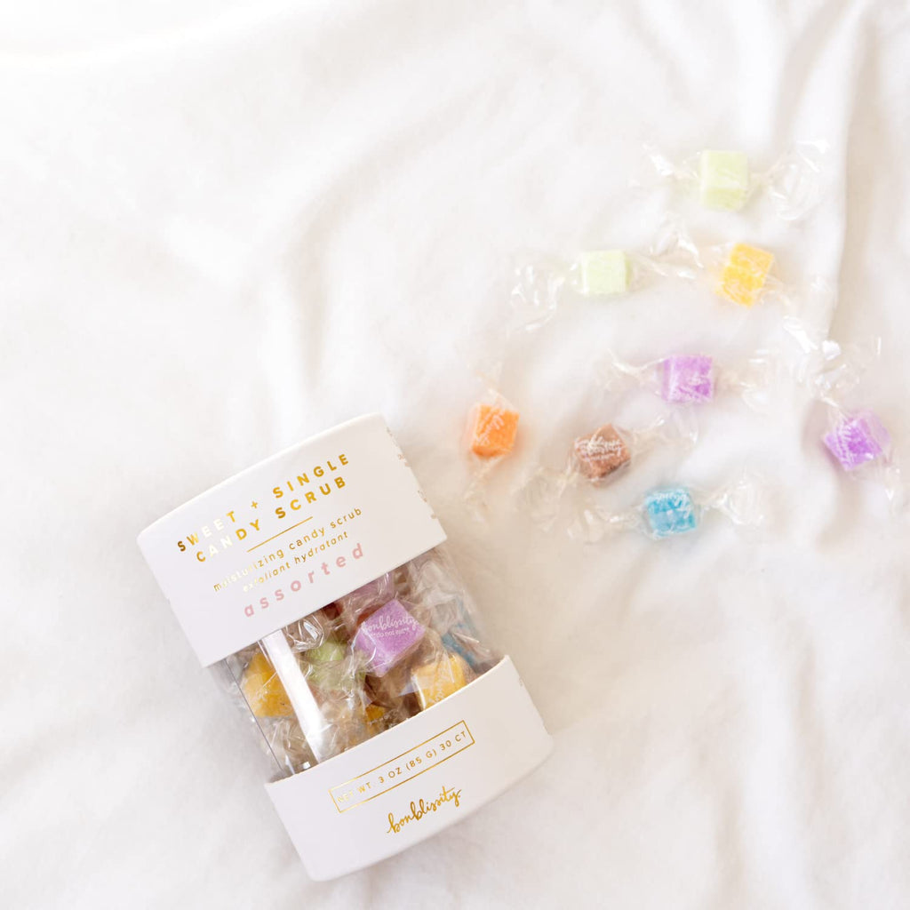 Bonblissity Sugar Cubes Candy Scrub, 30-Piece Assorted Scent Spa Gift Set