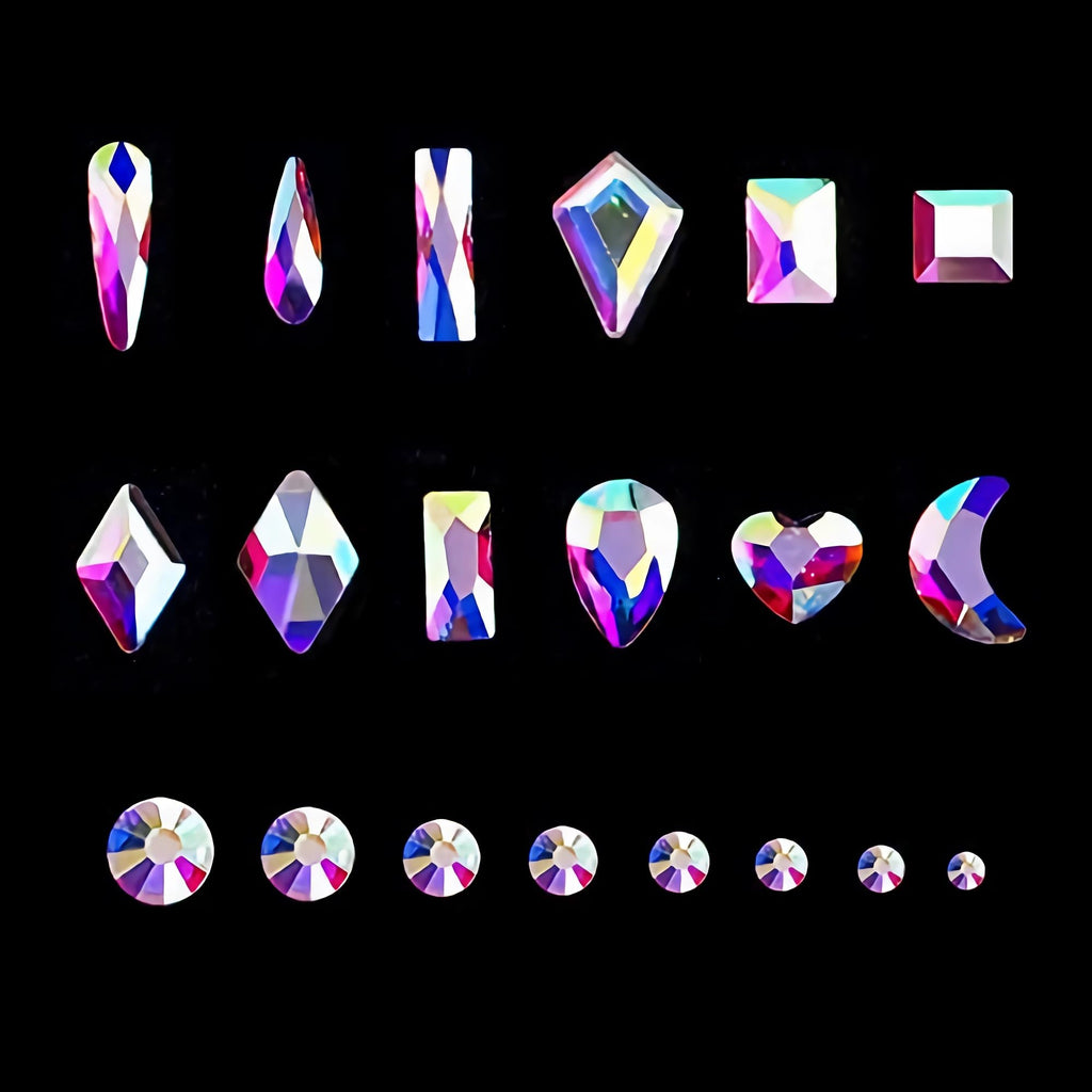 Yzzseven Flatback Glass Rhinestone Crystals for Nail Art and DIY Crafts