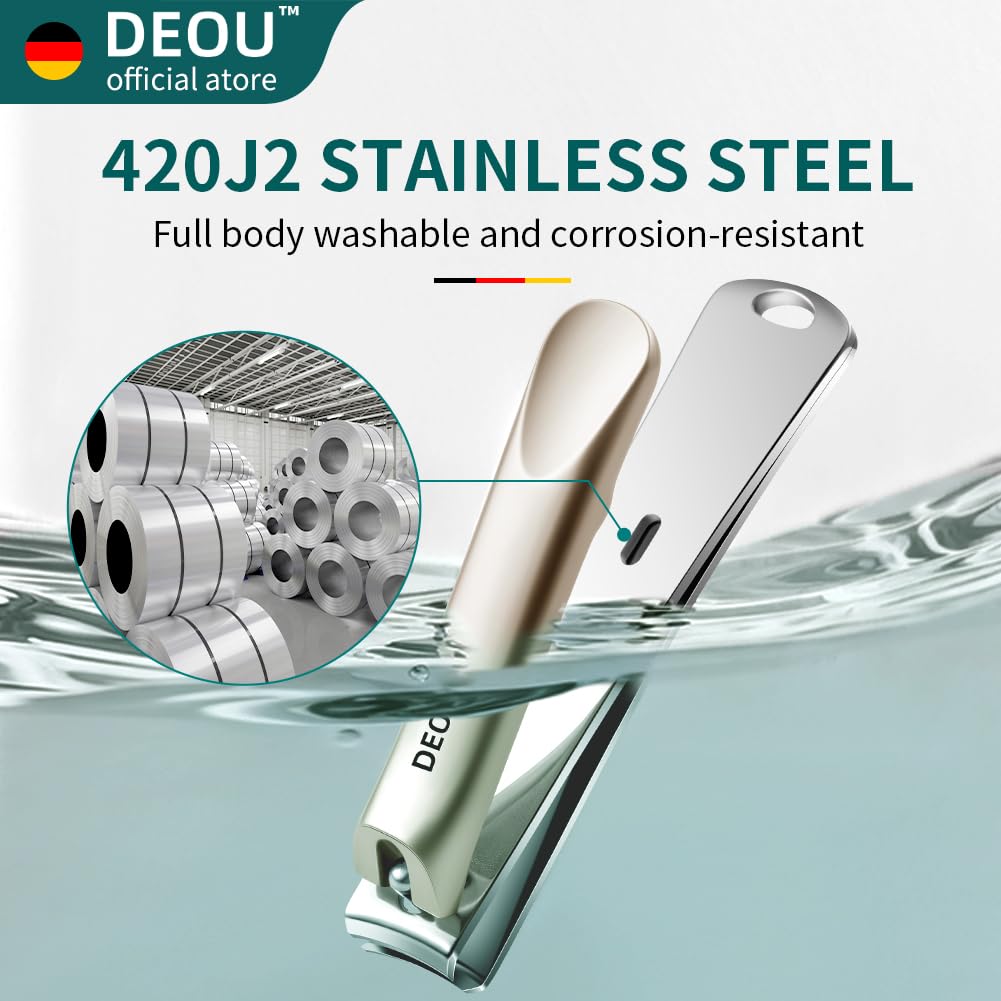DEOU 3-in-1 Stainless Steel Nail Clipper Set with File and Buffer