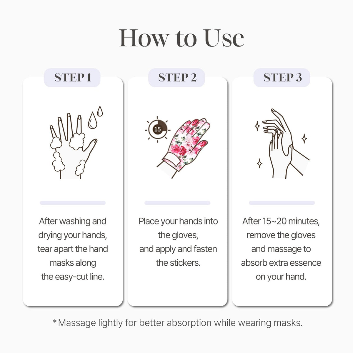 Koelf Rose Petal Satin Hand Mask, 10 Pairs, Moisturizing Hand & Nail Treatment
