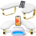 Nail Arm Rest with Rotating Phone Holder, PU Leather U-Shaped Hand Rest