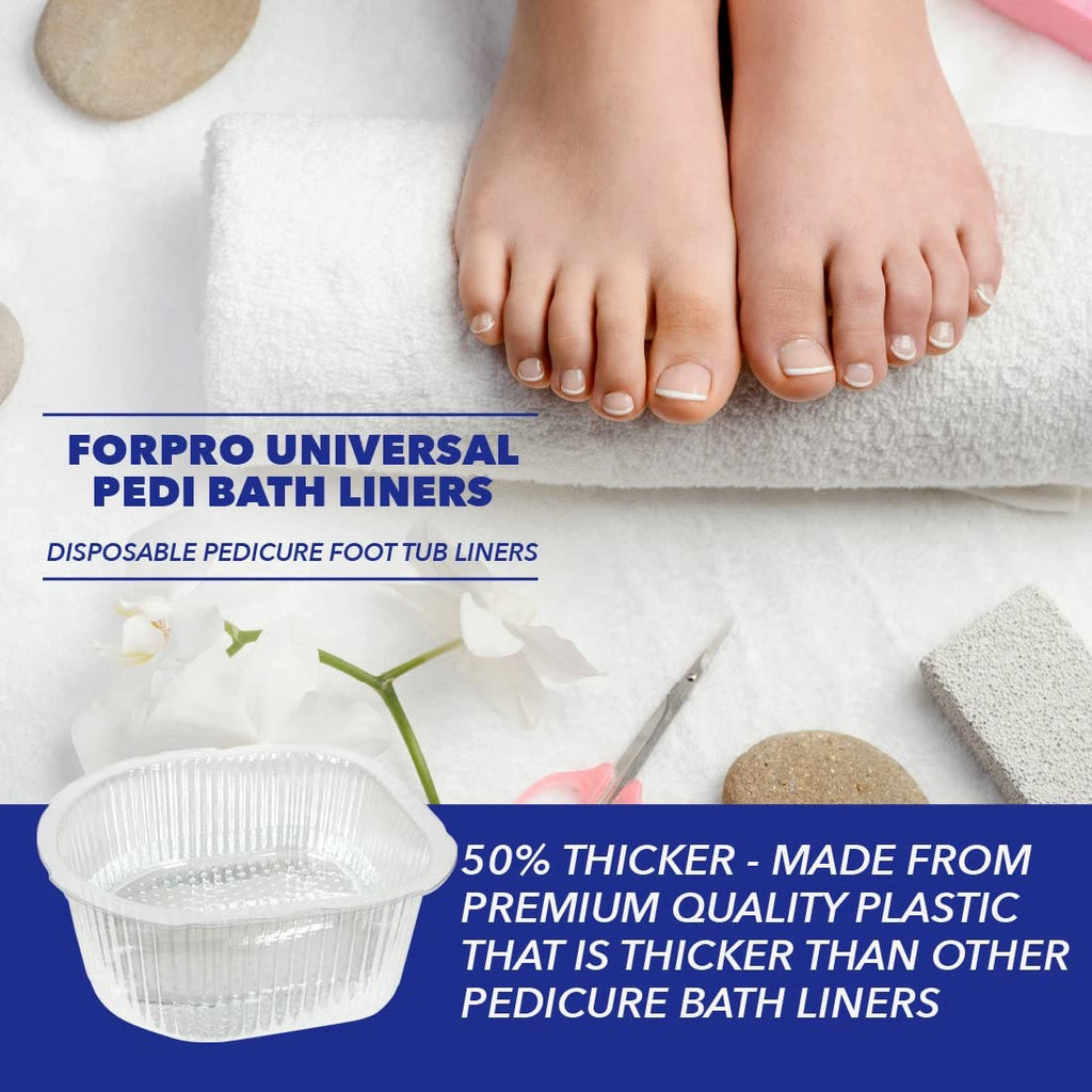ForPro Universal Disposable Pedi Bath Liners, 50% Thicker Plastic