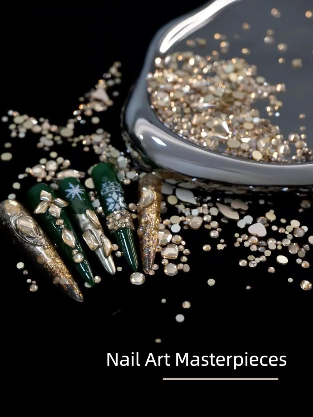 AMLAVIFISH Flatback Nail Art Rhinestones Kit