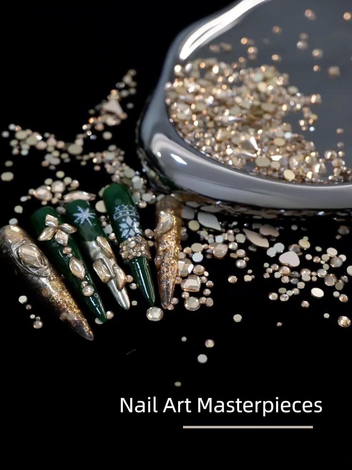 AMLAVIFISH Flatback Nail Art Rhinestones Kit