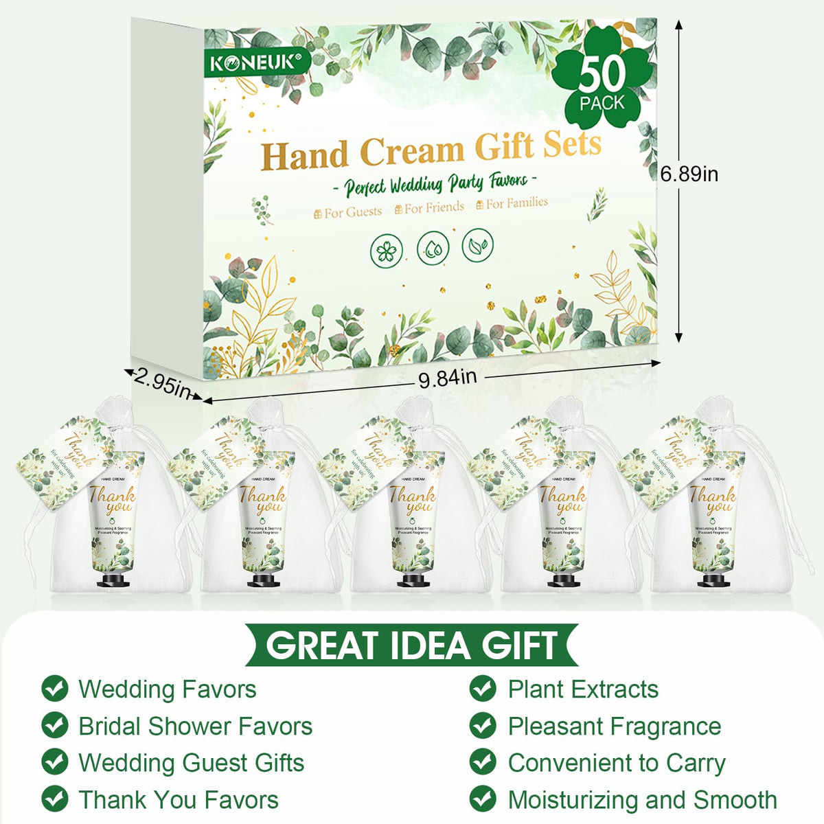 50 Pack Bulk Hand Cream Gift Sets with Organza Bags and Thank You Cards