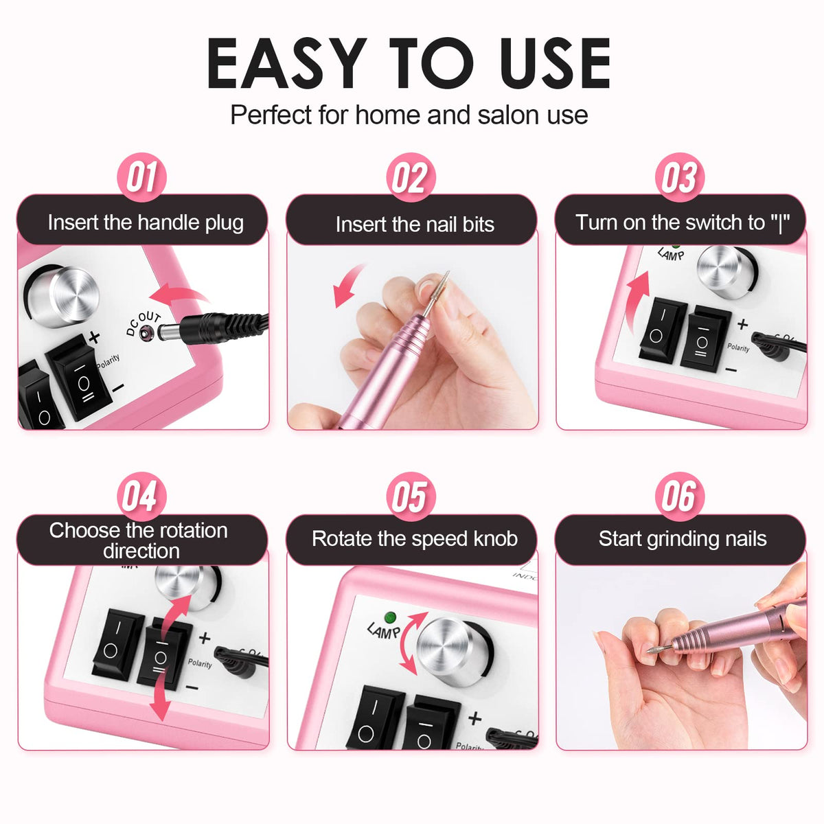 Subay Professional Electric Nail Drill Machine and Manicure Pedicure File