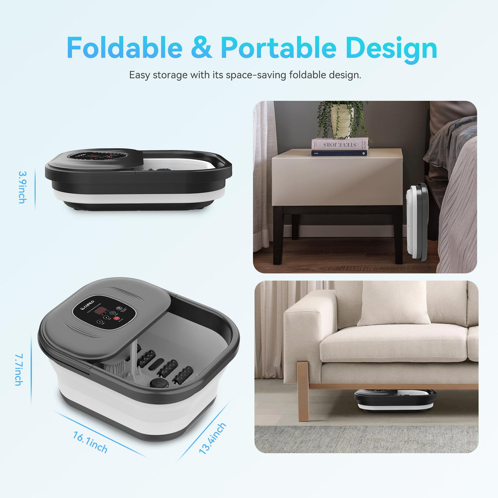 CuPiLo Collapsible Foot Spa Bath Massager with Heat and Bubbles