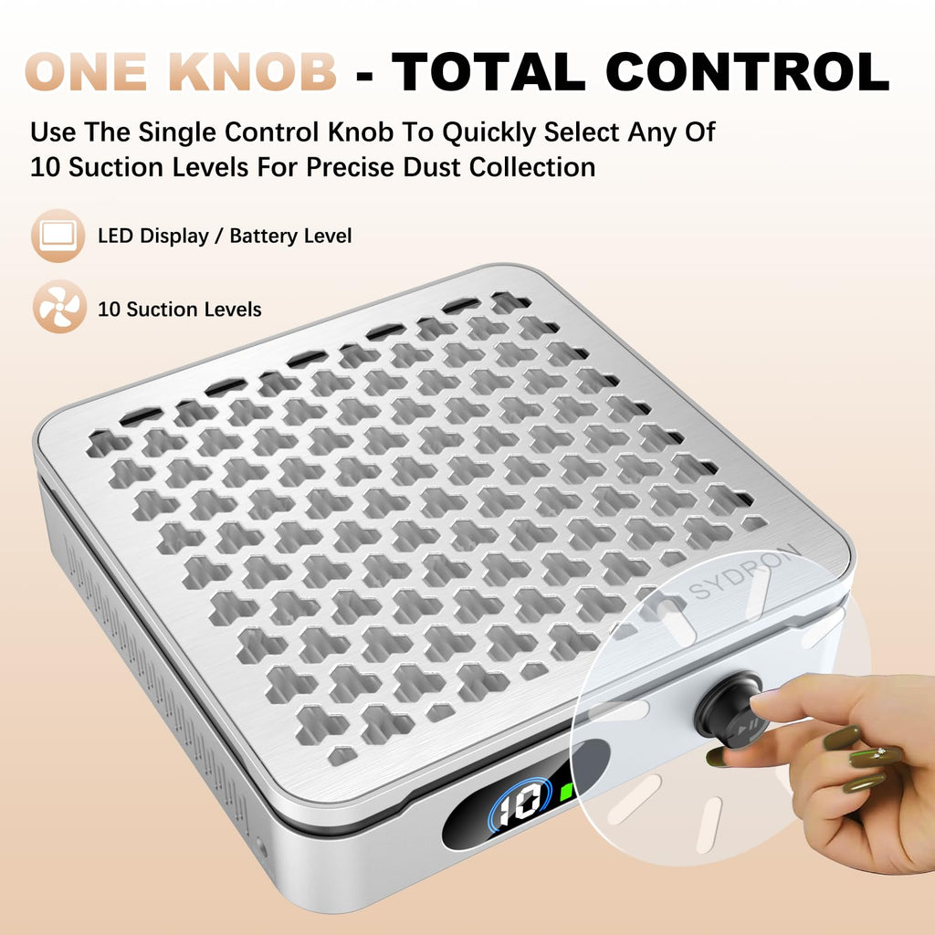 Nail Dust Collector, Cordless 1000Pa Suction with 10 Speed Levels