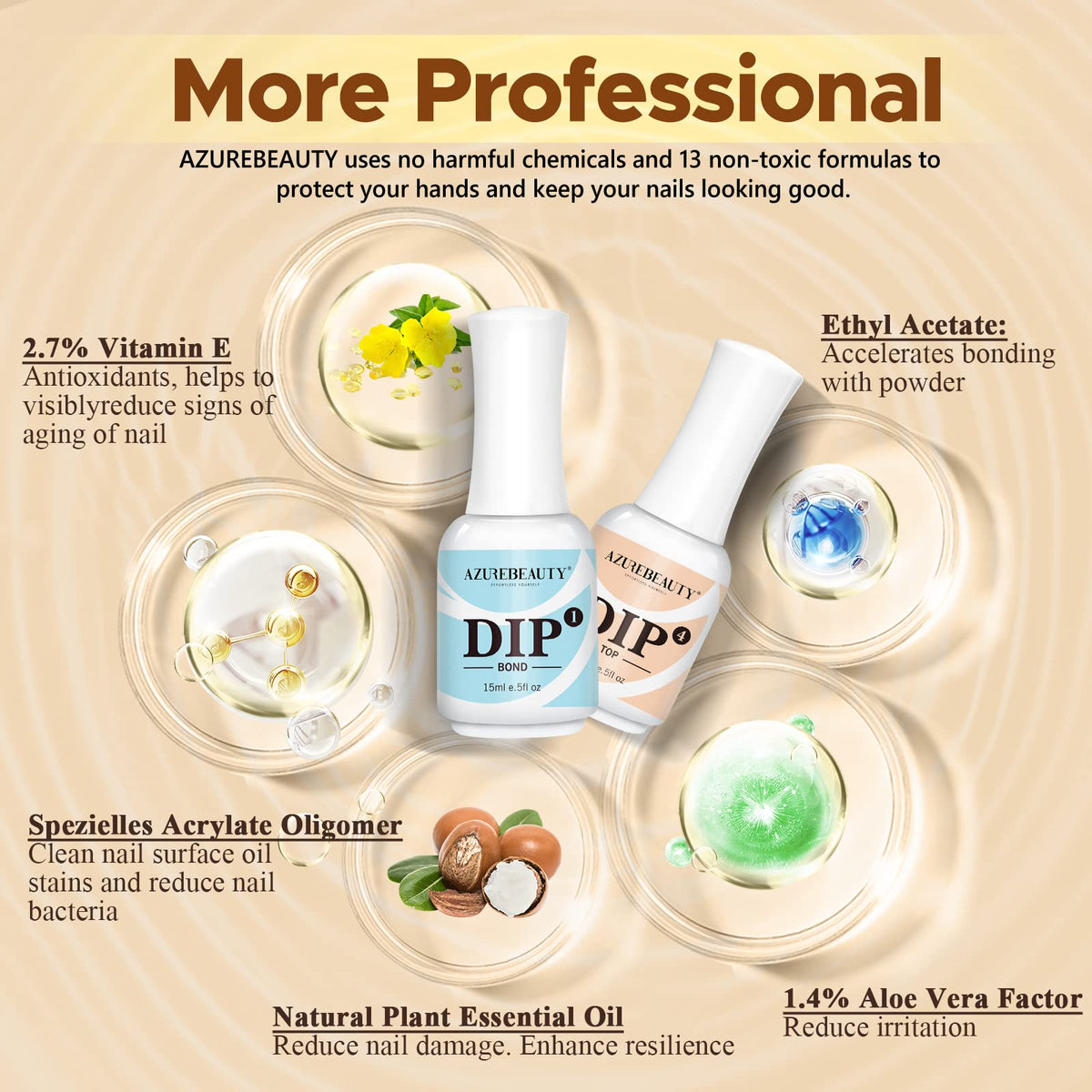 AzureBeauty 5-Piece Dip Powder Liquid Set for Nail Kits
