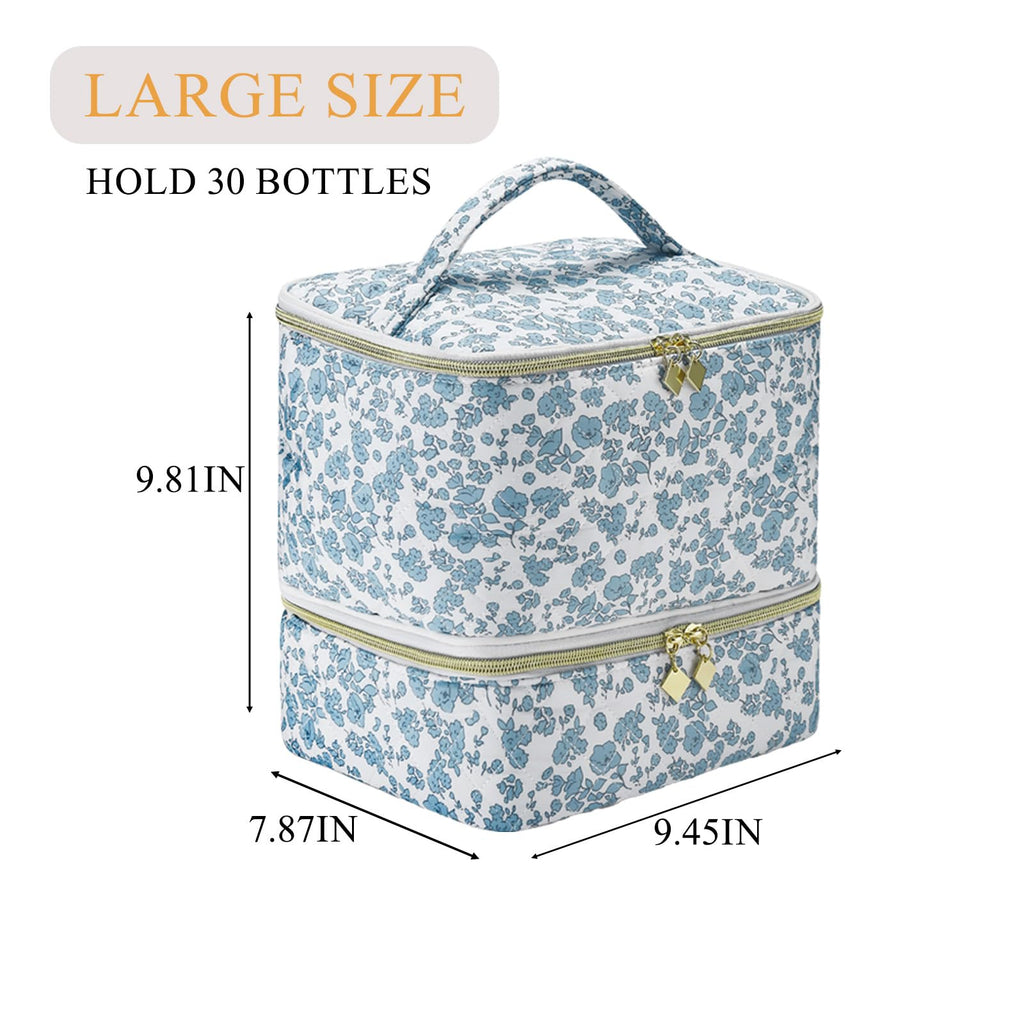 Nail Polish Organizer Case with Double-Layer Storage and Handles