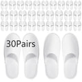30 Pairs White Disposable Slippers for Guests, Hotel, Spa and Travel