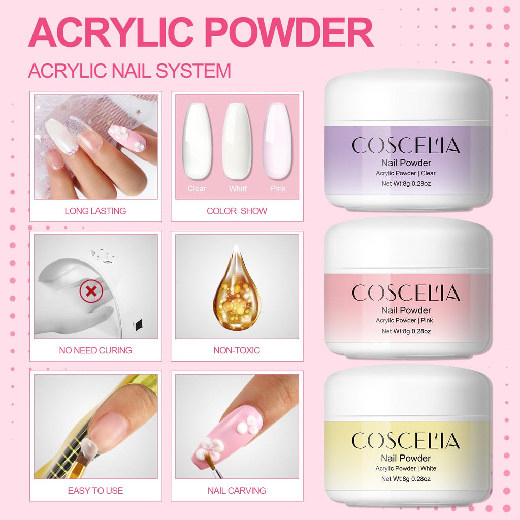 COSCELIA Acrylic Nail Kit for DIY Nail Design