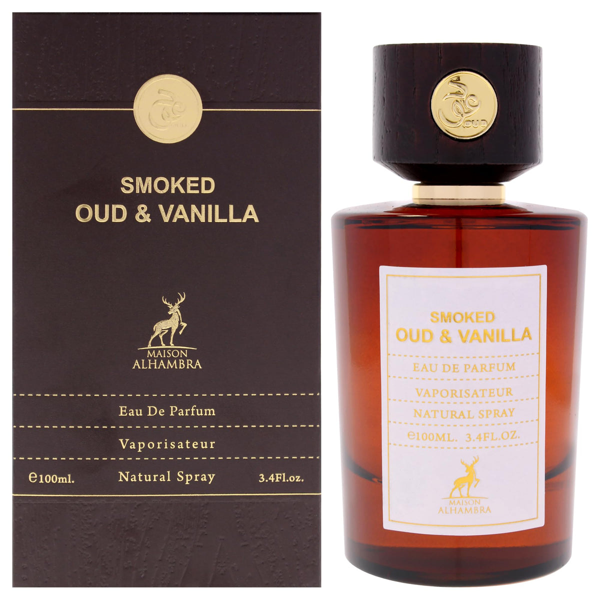 Maison Alhambra Smoked Oud and Vanilla Men's Eau de Parfum Spray, 3.4 oz