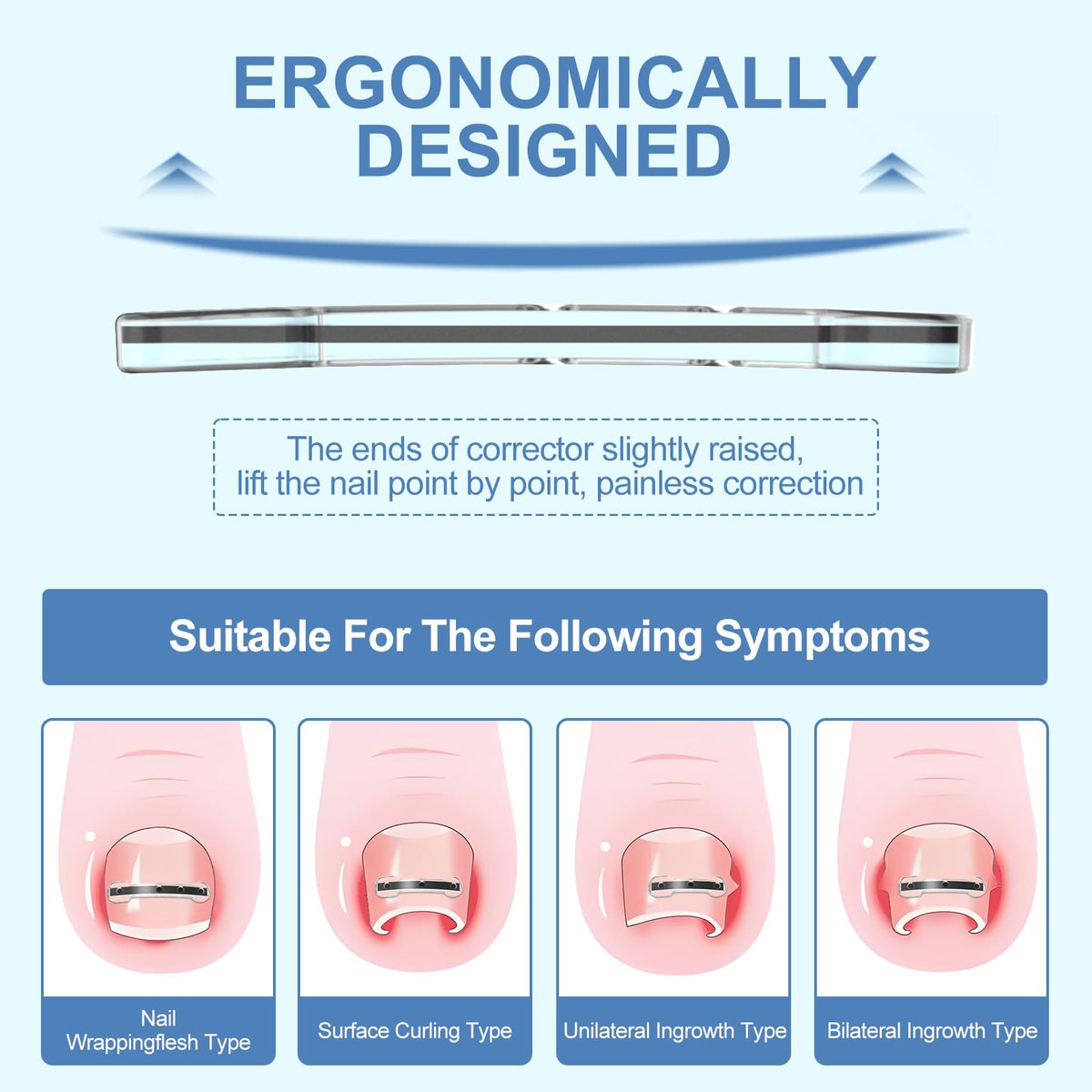 12-Piece Ingrown Toenail Corrector Strips with 4 Sizes