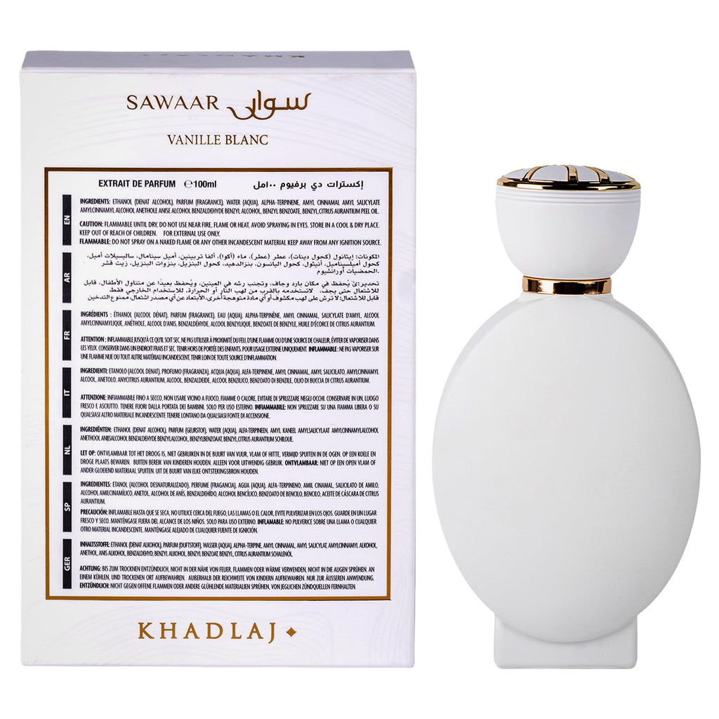 Khadlaj Sawaar Vanille Blanc Extrait de Parfum, Vanilla Sweet Woody