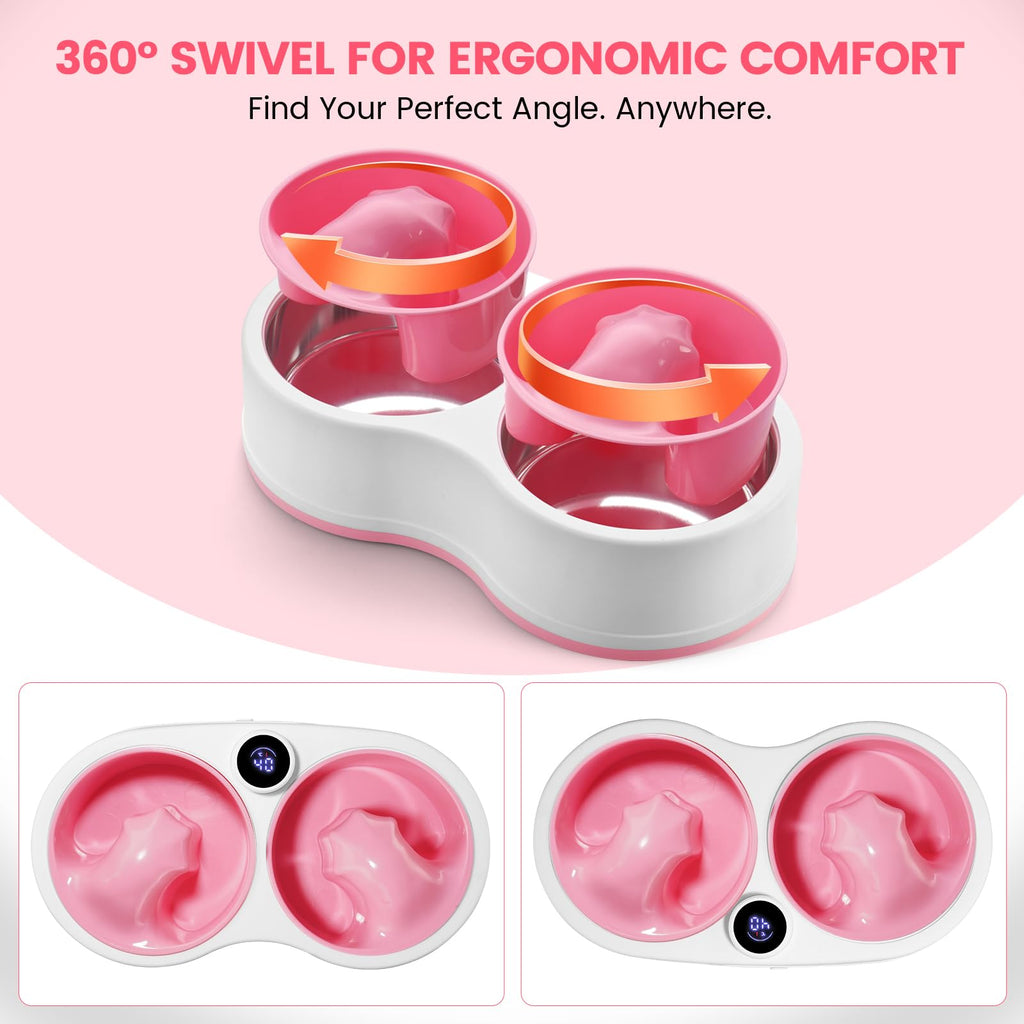 Electric Dual Nail Soaking Bowl with Adjustable Heat and Detachable Bowls