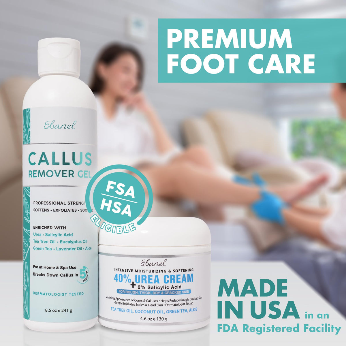 Ebanel 2-Step Callus Remover Gel & Urea 40% Foot Cream Set
