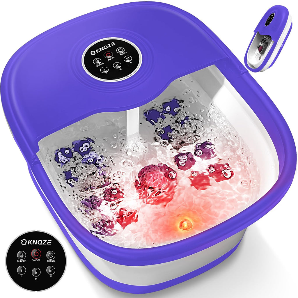 KNQZE Collapsible Foot Spa Bath with Heat, Bubbles & Massage