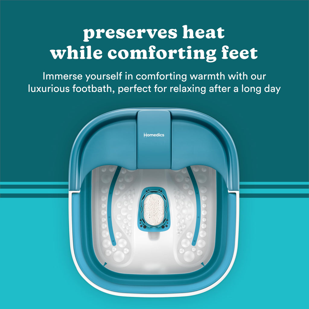 Homedics Smart Space Collapsible Bubble Foot Spa with Heat Maintenance