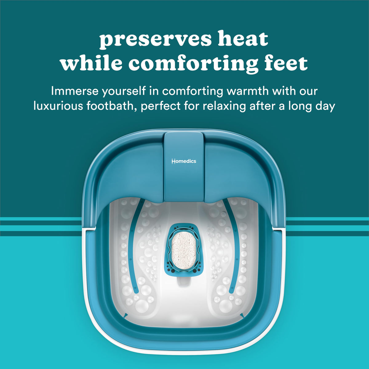 Homedics Smart Space Collapsible Bubble Foot Spa with Heat Maintenance