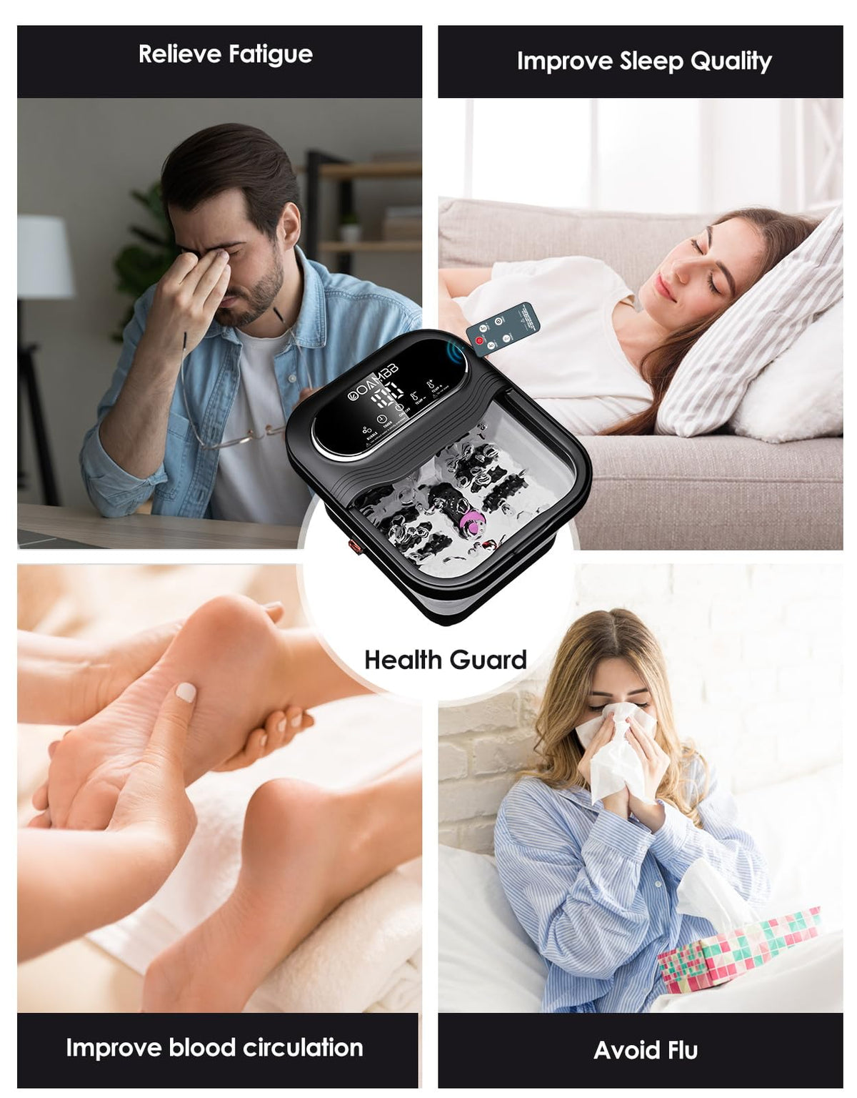 OOAMBB Collapsible Foot Spa with Heat, Bubbles, Massage Rollers and Touch Screen