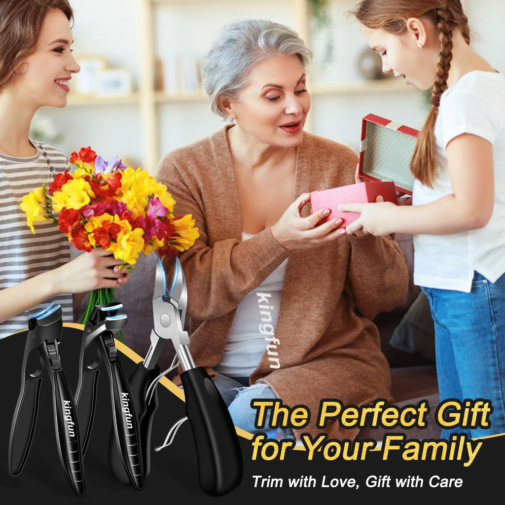 Kingfun Toenail Clipper Set for Seniors, Thick and Ingrown Toenails
