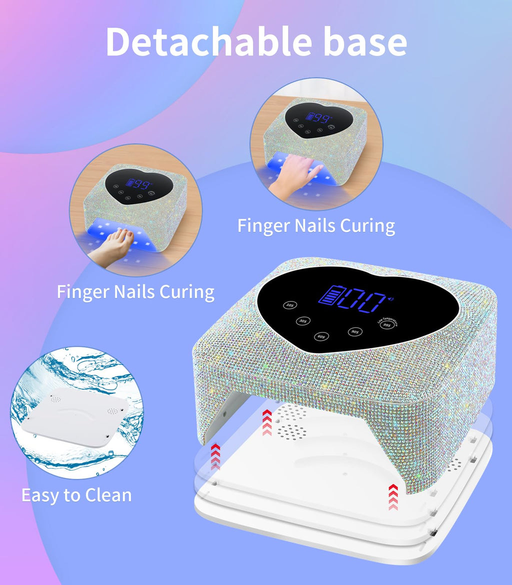 HUGMAPLE 72W Cordless Rechargeable UV LED Nail Lamp for Gel Nails