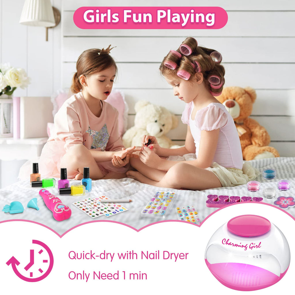 BATTOP Kids Nail Polish Set with Nail Dryer and Glitter Pen