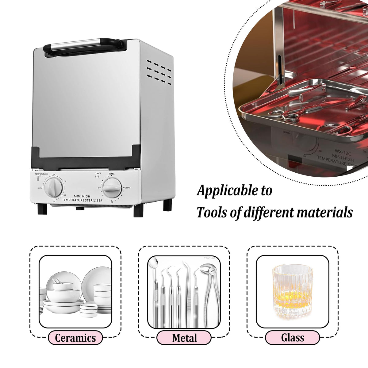 High Temperature Dry Heat Sterilizer with Timer and Temperature Control