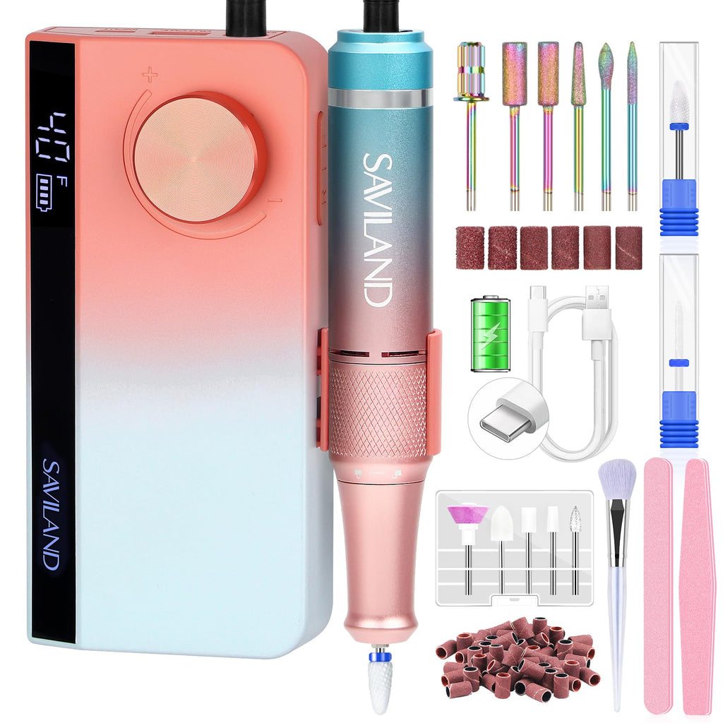 SAVILAND Electric Nail Drill Kit, 40000 RPM Portable Nail File