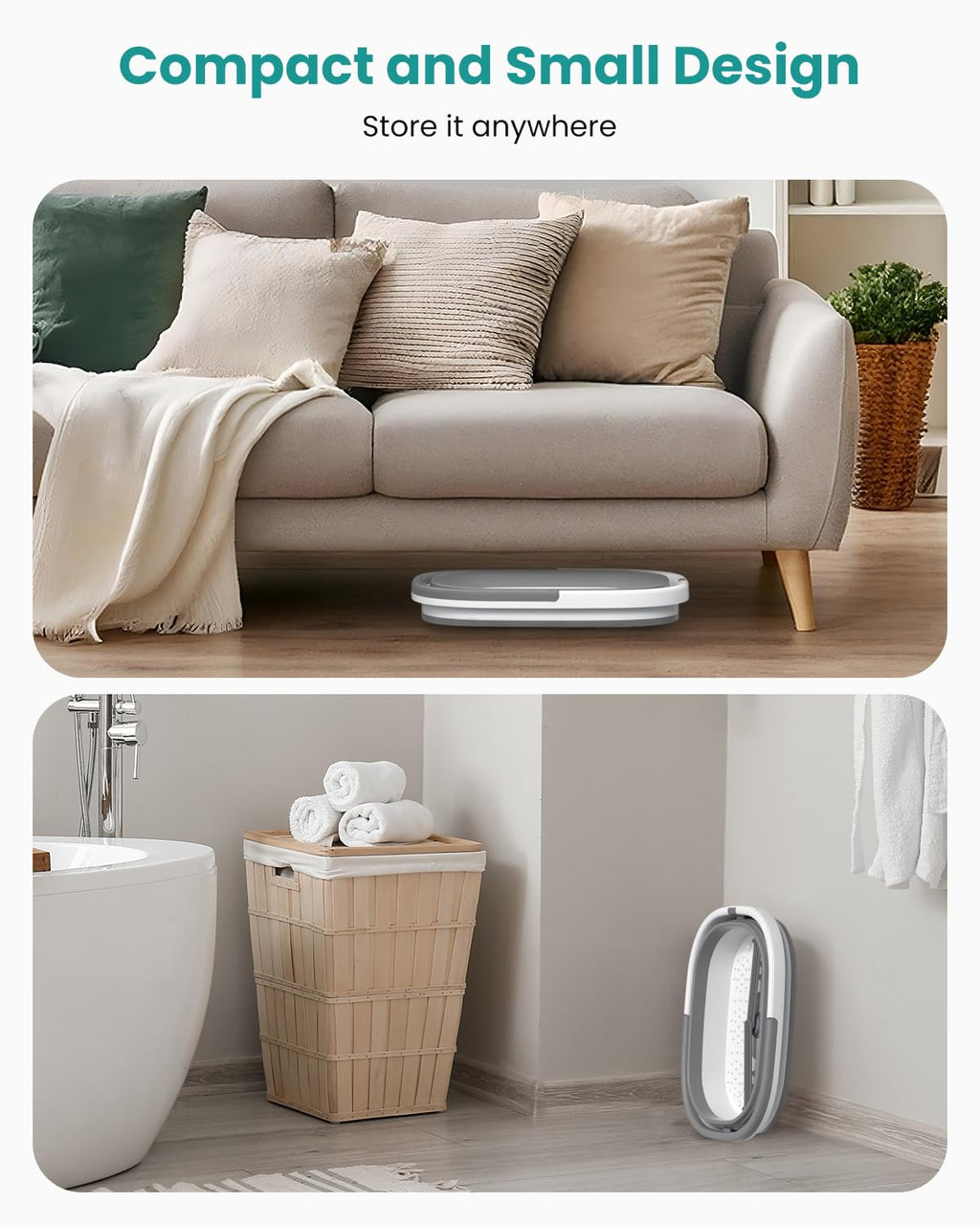 Nekteck Collapsible Foot Soaking Tub with Massage Nodes and Pumice Stone