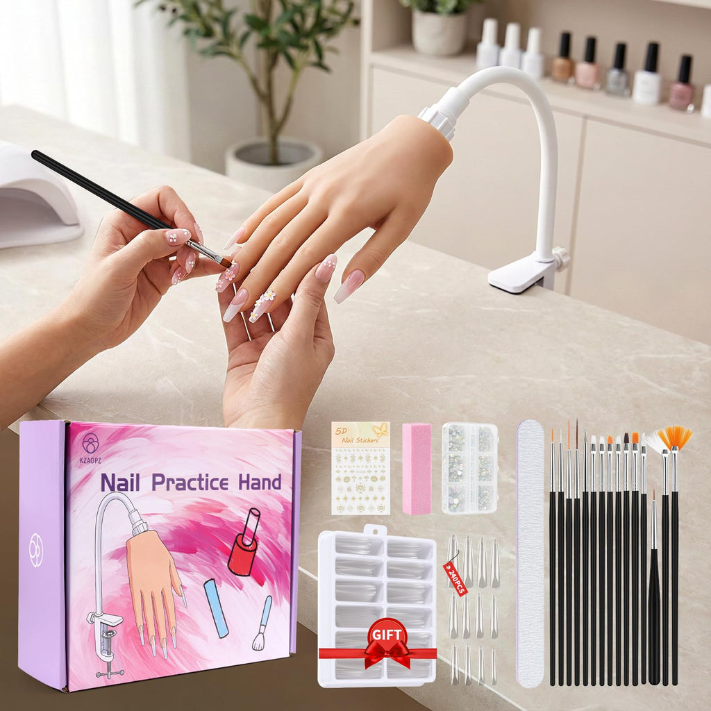 Beginners Practice Hand for Acrylic Nails - Realistic Silicone Mannequin