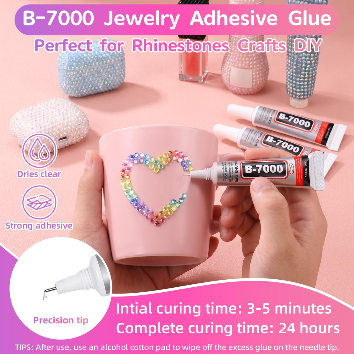 Bedazzling Kit with 40,000 3mm Resin Rhinestones, 40 Colors & B7000 Glue