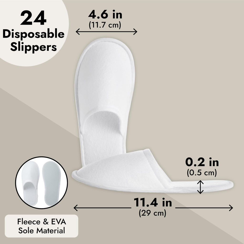 Juvale Disposable Guest Slippers, White, Medium, Pack of 24