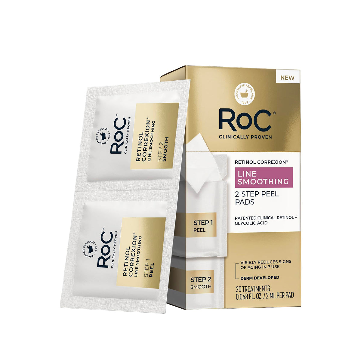 RoC Retinol Correxion Line Smoothing 2-Step Peel Pads, 20 Treatments