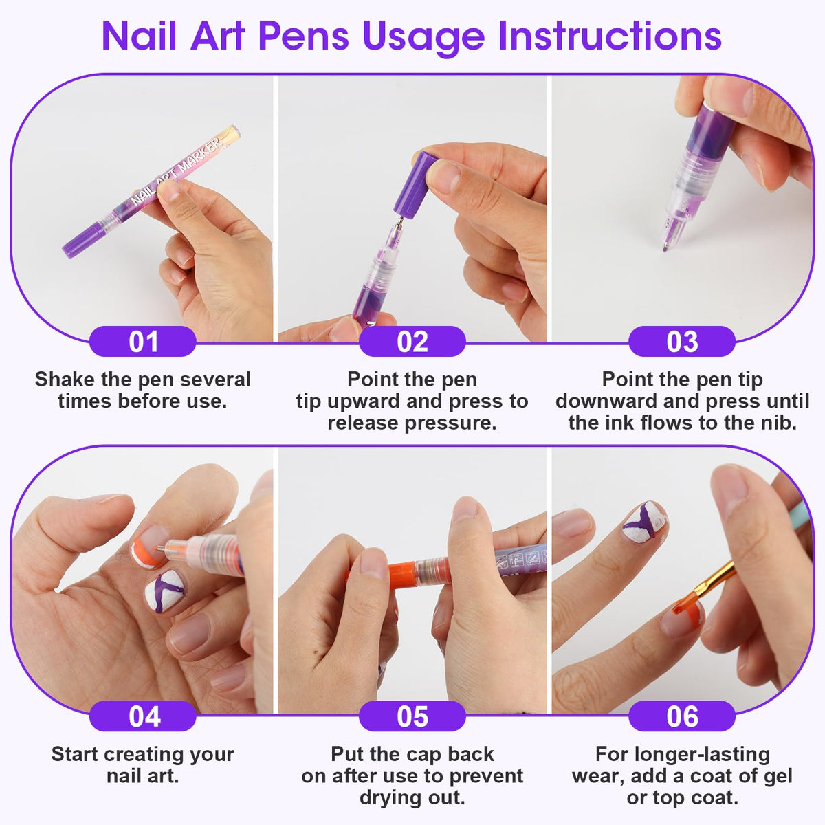 24-Color 0.5mm Fine Tip Nail Art Pen and Sticker Set