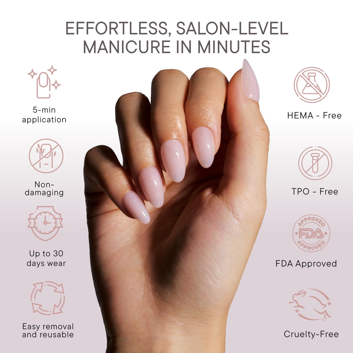 Celebritips Salon U-ltimate Reusable Short Almond Press-On Nails