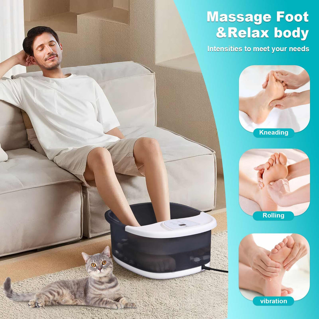 ECARBME Heated Foot Spa Bath Massager with Bubbles and Massage Rollers