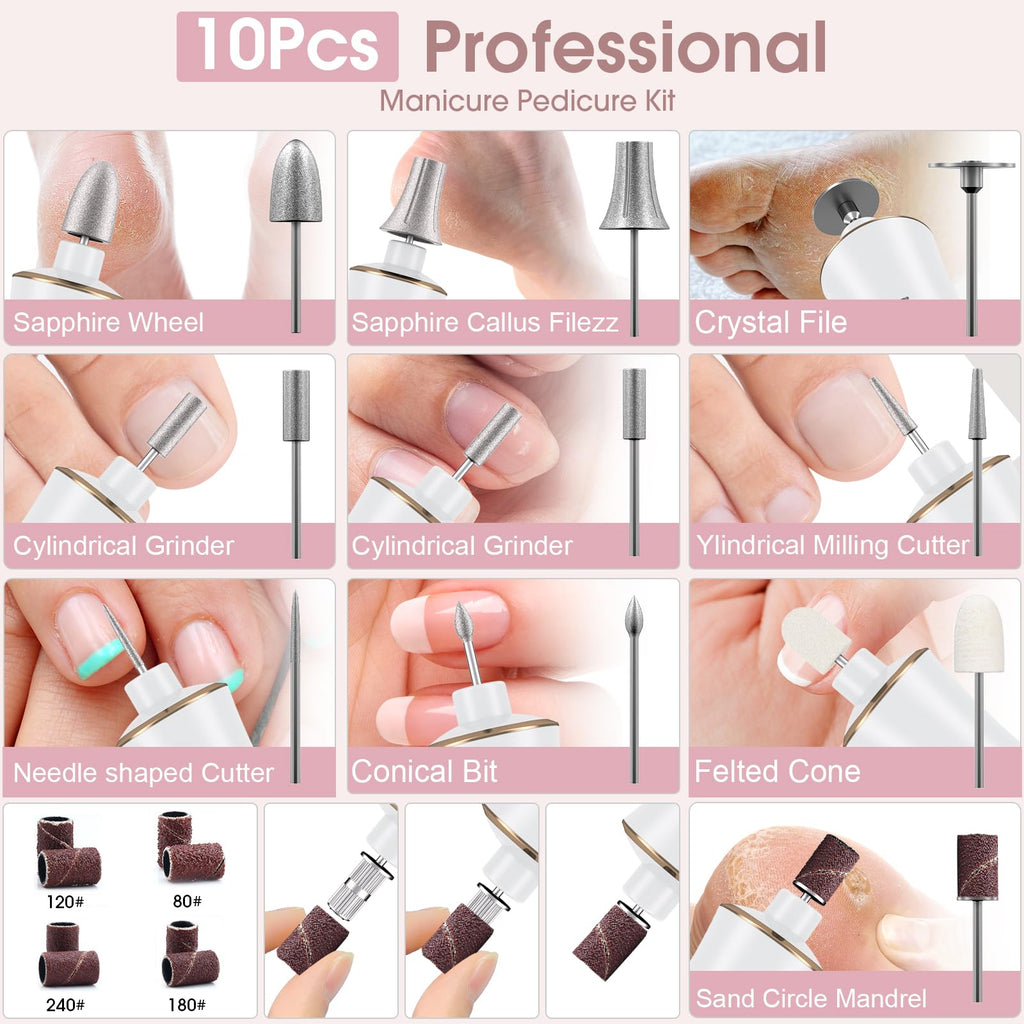Hoxida Cordless Electric Nail Drill Kit with LED Light