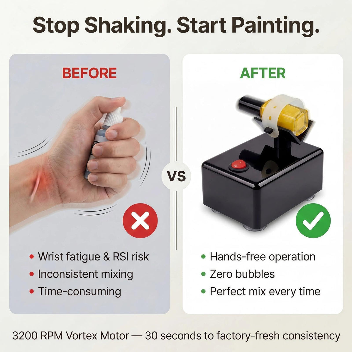 Paint Shaker Hands-Free Vortex Mixer for Model Paint, Nail Polish and Ink