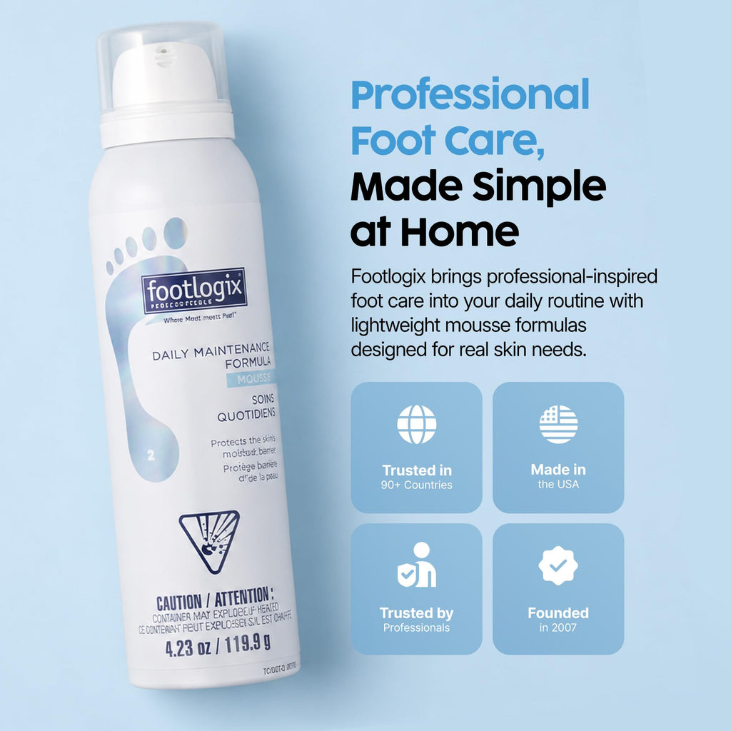 Footlogix Daily Maintenance Formula Foot Mousse with Urea, 4.23 oz