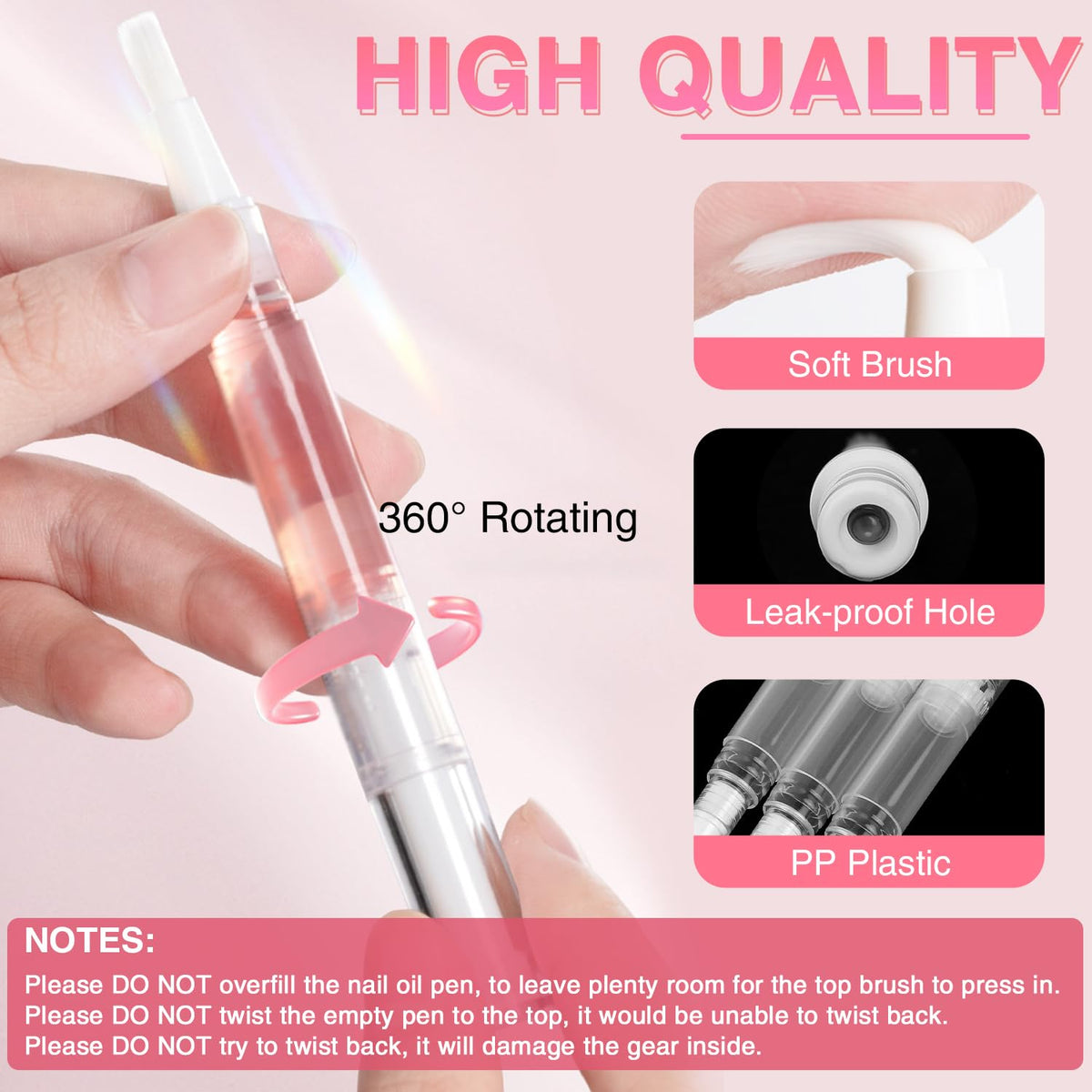 3ml Empty Twist Applicator Pens with Brush Tip, 100 Pack