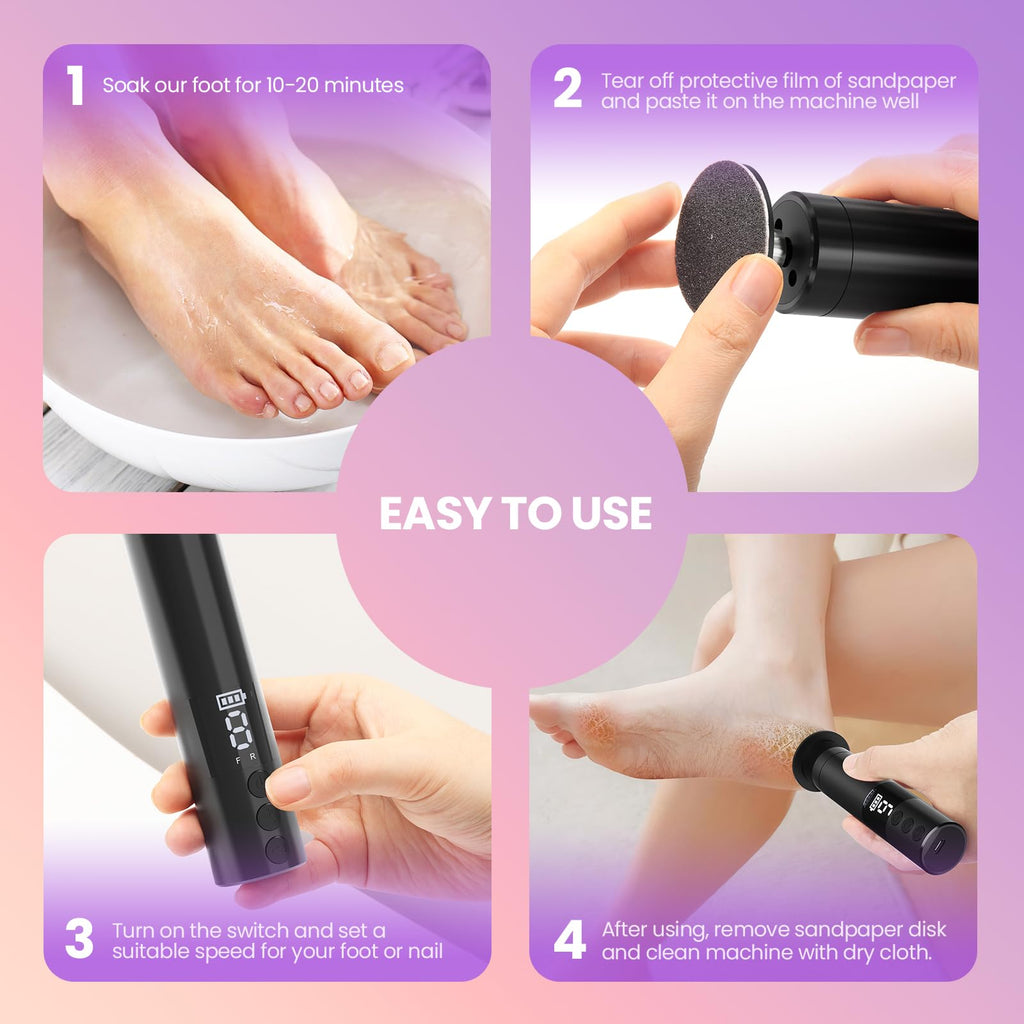 2-in-1 Electric Callus Remover and Nail Grinder with LED Display