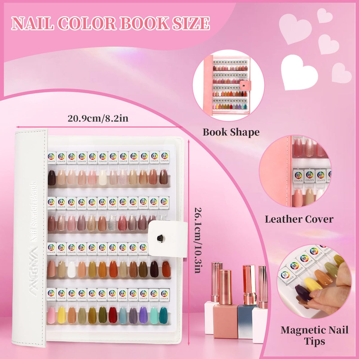 ANGNYA Magnetic Nail Swatch Book for Nail Color Display