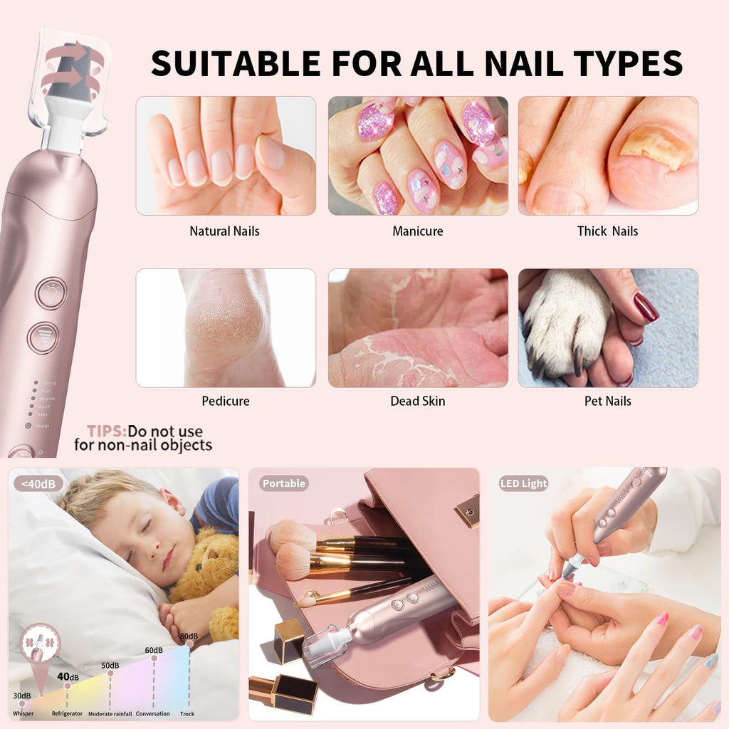 Hoxida Cordless Electric Nail Grinder Manicure Pedicure Kit