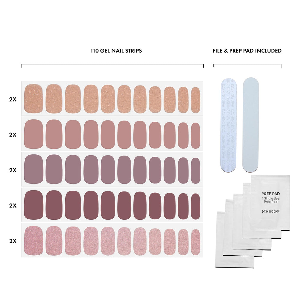 Dashing Diva Gloss Gel Nail Strips Kit - 110 Wraps, UV-Free