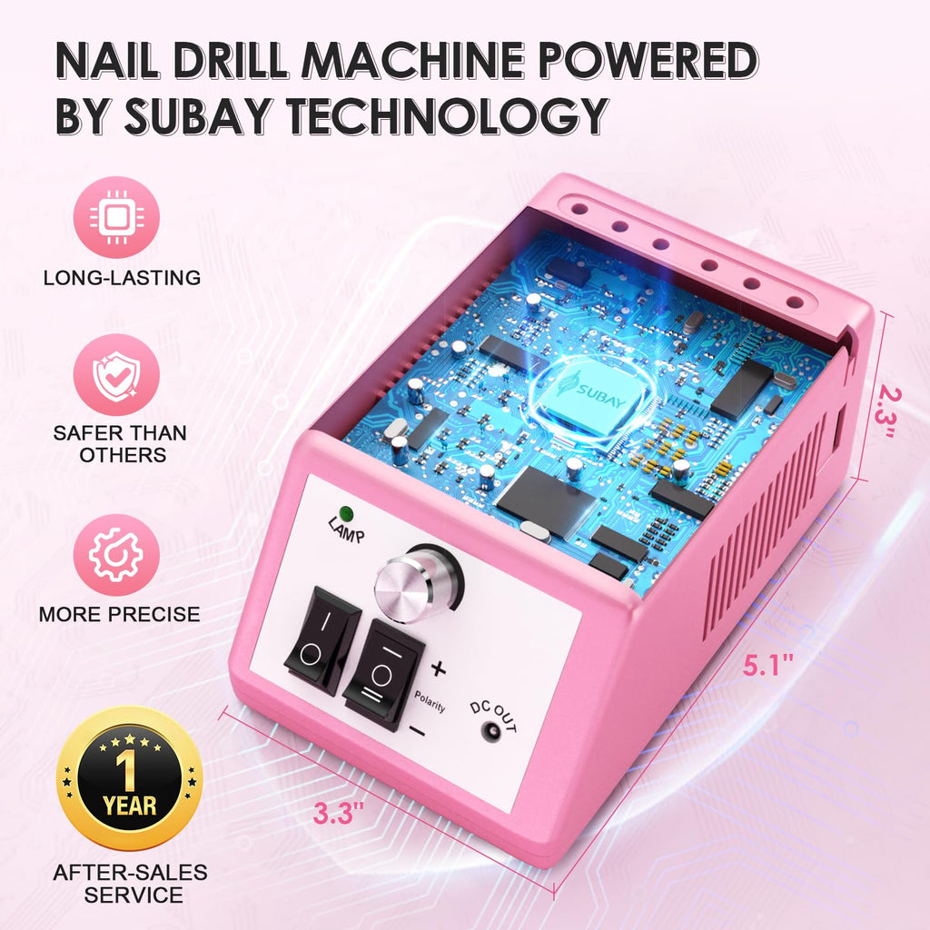 Subay Professional Electric Nail Drill Machine and Manicure Pedicure File