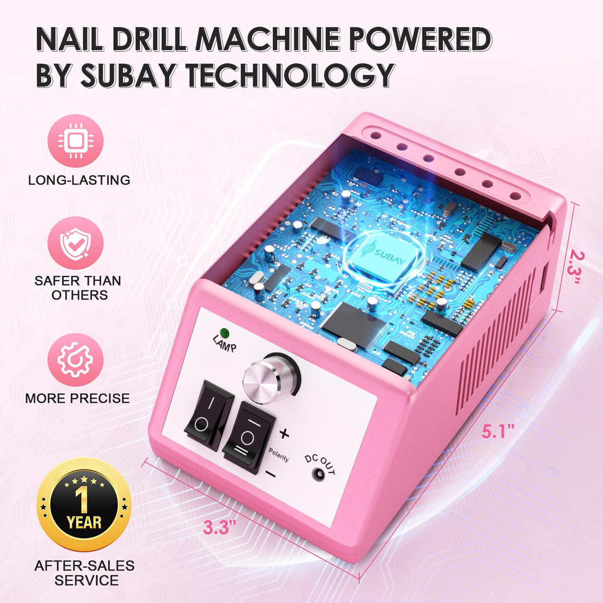 Subay Professional Electric Nail Drill Machine and Manicure Pedicure File